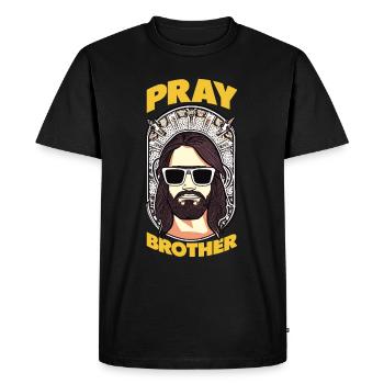 Priez frère - Cool Jesus Design - T-shirt Premium bio Homme - noir - Devant - Nico (187cm)