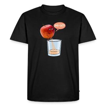 Apple pisses apple juice - buck on juice? - Men's Premium Organic T-Shirt - black - Front - Nico (187cm)