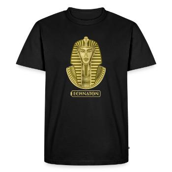 Portrait du pharaon en ton doré Akhenaton - T-shirt Premium bio Homme - noir - Devant - Nico (187cm)