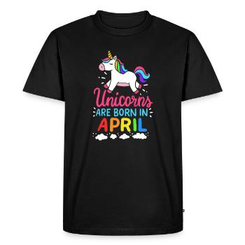 Les licornes sont nées en avril - T-shirt Premium bio Homme - noir - Devant - Nico (187cm)
