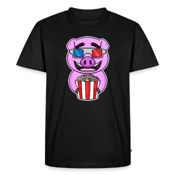 Popcorn Cinema Pig Movies Movie Movie Night - T-shirt Premium bio Homme - noir - Devant - Nico (187cm)
