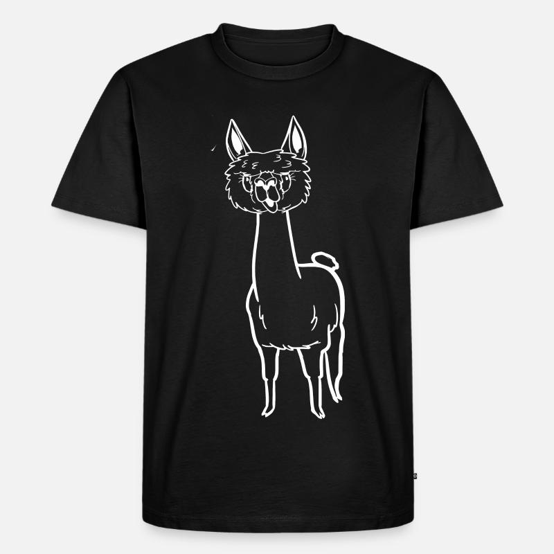Witziges Comic-Alpaka - Männer Premium Bio T-Shirt - Schwarz