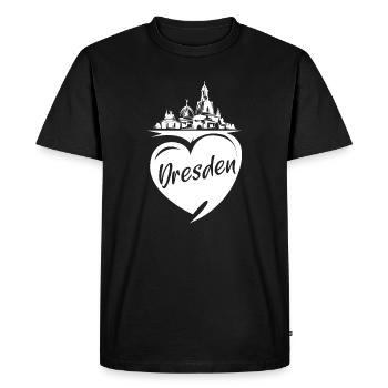 Dresden Love Frauenkirche Heart City Symbol Logo - Men's Premium Organic T-Shirt - black - Front - Nico (187cm)