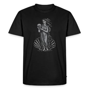 Aphrodite mythique avec crâne et éventail - T-shirt Premium bio Homme - noir - Devant - Nico (187cm)