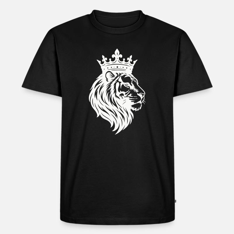 Löwe Krone King - Männer Premium Bio T-Shirt - Schwarz