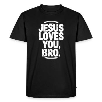 Jésus t’aime mon frère - T-shirt Premium bio Homme - noir - Devant - Nico (187cm)