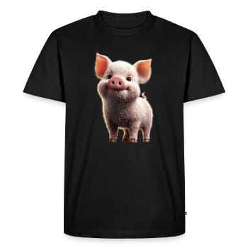 Pig Domestic Pig Sow Pigs Love Piggy - Men's Premium Organic T-Shirt - black - Front - Nico (187cm)