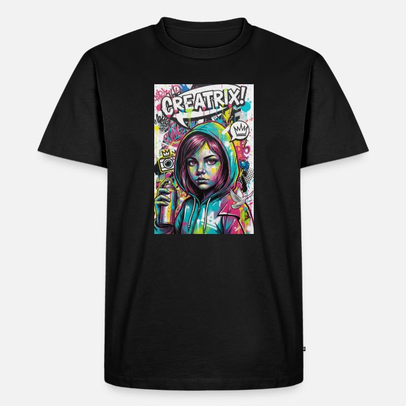Farbexplosion Graffiti Heldin - Männer Premium Bio T-Shirt - Schwarz