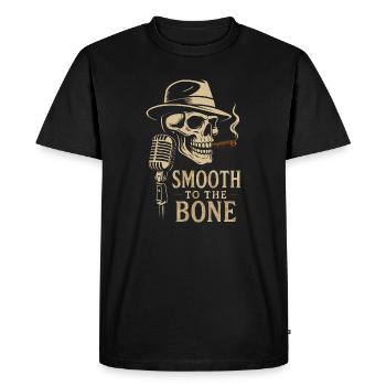 SMOOTH TO THE BONE : Crâne Jazz Blues, Chapeau & C - T-shirt Premium bio Homme - noir - Devant - Nico (187cm)