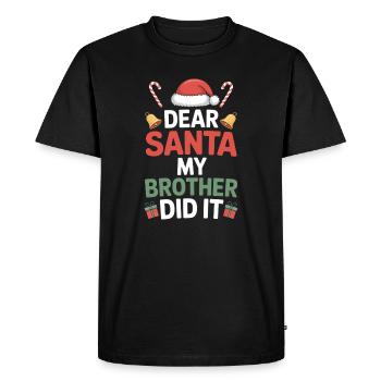 Dear Santa My Brother Did It - Men's Premium Organic T-Shirt - black - Front - Nico (187cm)