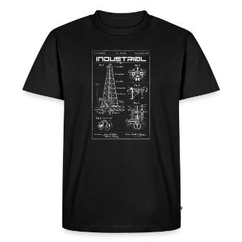 Industrial Blueprint: Oil Rig Mechanics - Men's Premium Organic T-Shirt - black - Front - Nico (187cm)