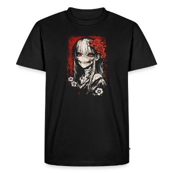 Fille gothique inquiétante d’anime d’horreur japonaise - T-shirt Premium bio Homme - noir - Devant - Nico (187cm)