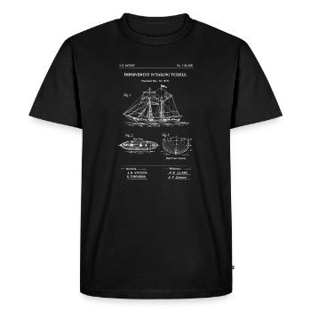 Patent Sailing Vessel Blueprint - Men's Premium Organic T-Shirt - black - Front - Nico (187cm)