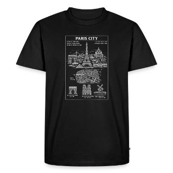 Paris Skyline Cityscape Tee - Men's Premium Organic T-Shirt - black - Front - Nico (187cm)