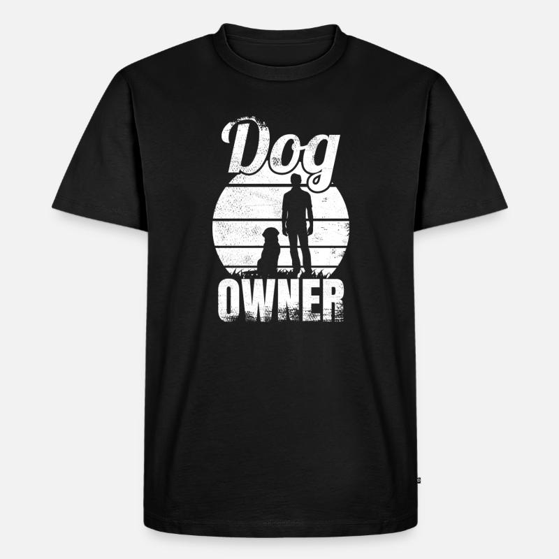 Hundebesitzer Silhouette mit Hund - Männer Premium Bio T-Shirt - Schwarz