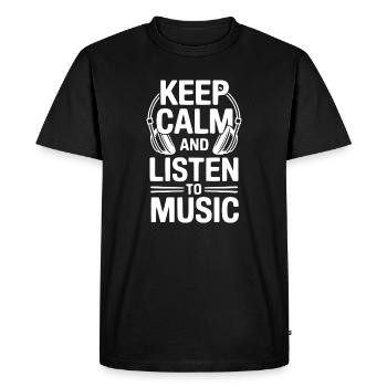 Restez calme et écoutez de la musique - T-shirt Premium bio Homme - noir - Devant - Nico (187cm)