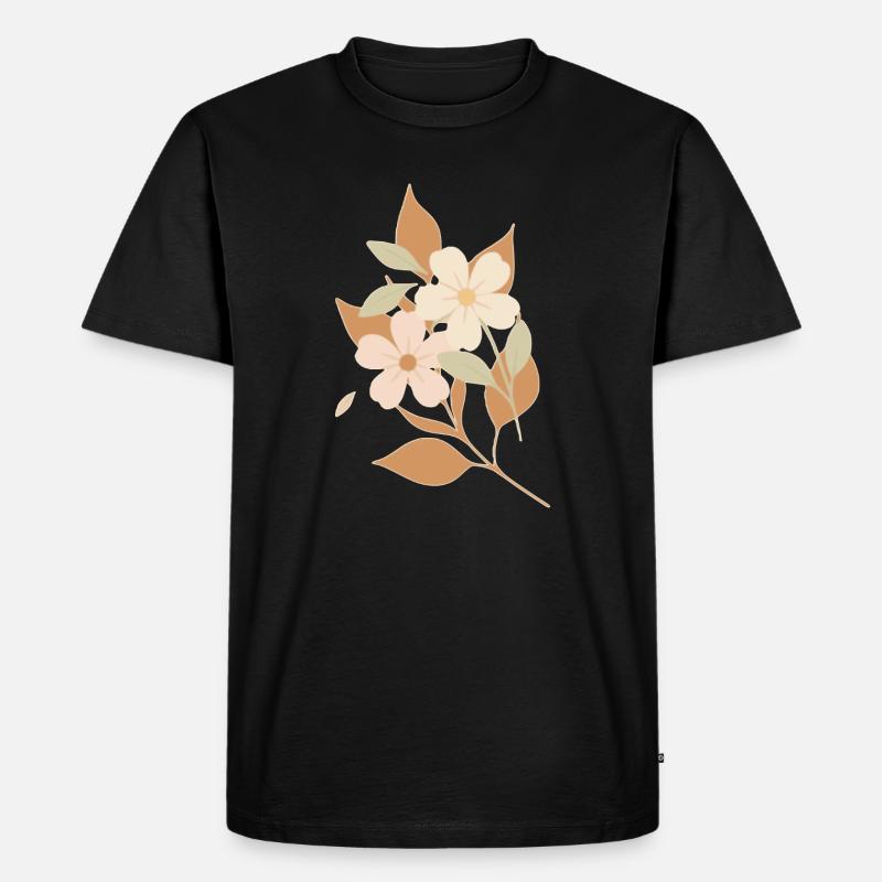 Gezeichnete Blumen - Männer Premium Bio T-Shirt - Schwarz