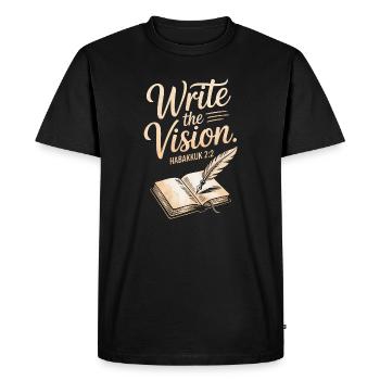 Écrivez l’œuvre d’art Vision Habacuc 2:2 - T-shirt Premium bio Homme - noir - Devant - Nico (187cm)