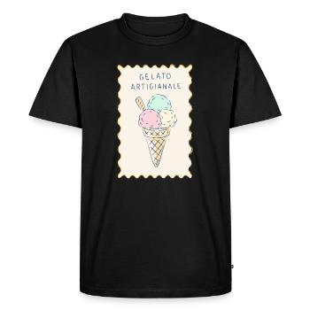 Gelato Artigianale Pastel Cream - Men's Premium Organic T-Shirt - black - Front - Nico (187cm)