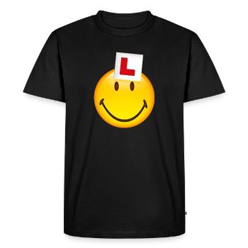 Smiley New Driver - Men's Premium Organic T-Shirt - black - Front - Nico (187cm)