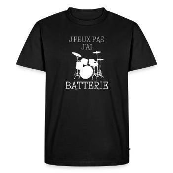 Je peux Pas J'ai Batterie Batteur Percussion - T-shirt Premium bio Homme - noir - Devant - Nico (187cm)