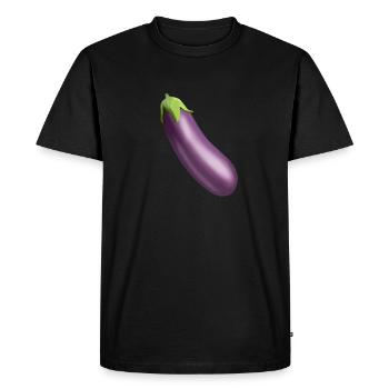 Eggplant Emoji Vegetables Healthy Fun Funny Humor - Men's Premium Organic T-Shirt - black - Front - Nico (187cm)