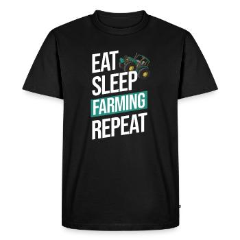 Eating Sleeping Farm Saying - Men's Premium Organic T-Shirt - black - Front - Nico (187cm)