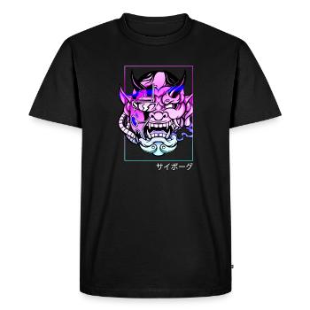 Oni Streetwear Hannya démon japonais Vaporwave - T-shirt Premium bio Homme - noir - Devant - Nico (187cm)