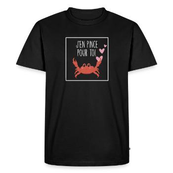 J’en pince pour toi déclaration d’amour - T-shirt Premium bio Homme - noir - Devant - Nico (187cm)