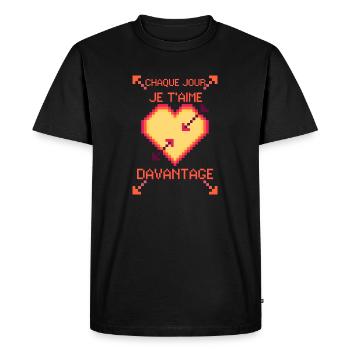 CHAQUE JOUR JE T'AIME DAVANTAGE...coeur - T-shirt Premium bio Homme - noir - Devant - Nico (187cm)
