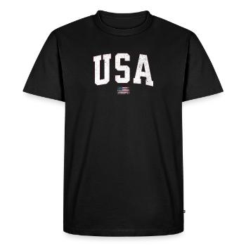 Drapeau des États-Unis Vintage - T-shirt Premium bio Homme - noir - Devant - Nico (187cm)