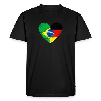 Brazil Germany Heart - Men's Premium Organic T-Shirt - black - Front - Nico (187cm)