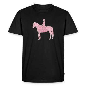 Cavalière cheval nuage de mots rose - T-shirt Premium bio Homme - noir - Devant - Nico (187cm)