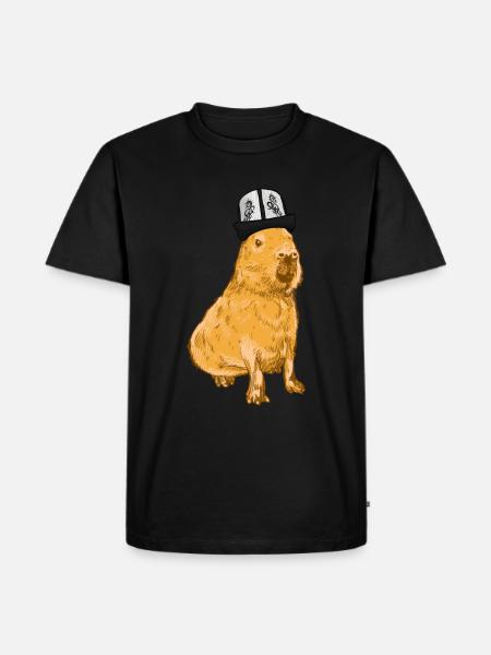 Capybara with funny hat - Men's Premium Organic T-Shirt - black