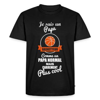 Papa basketteur plus cool, fête des pères, basket - T-shirt Premium bio Homme - noir - Devant - Nico (187cm)