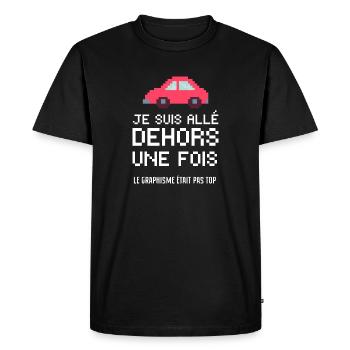 je suis allé dehors une fois - T-shirt Premium bio Homme - noir - Devant - Nico (187cm)