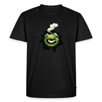 Tasse de thé I Motif de thé vert cadeau amateurs de thé - T-shirt Premium bio Homme - noir - Devant - Nico (187cm)
