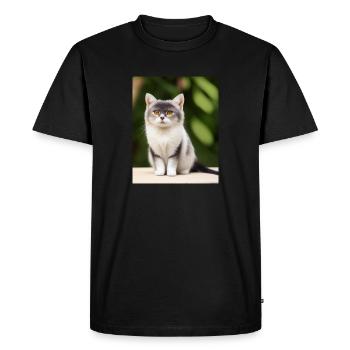 Chat persan blanc - T-shirt Premium bio Homme - noir - Devant - Nico (187cm)