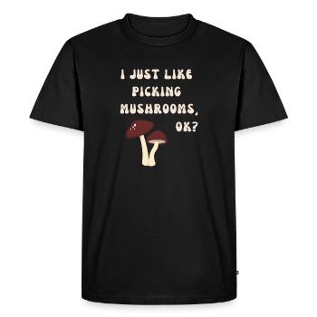 J’aime juste cueillir des champignons, d’accord? - T-shirt Premium bio Homme - noir - Devant - Nico (187cm)