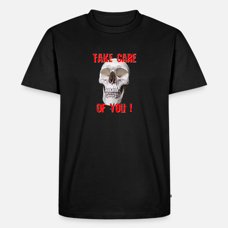 Skull mit Spruch Version 2 - Männer Premium Bio T-Shirt - Schwarz