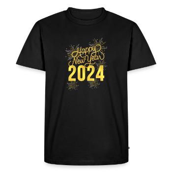 Happy New Year 2024 in Gold - Men's Premium Organic T-Shirt - black - Front - Nico (187cm)