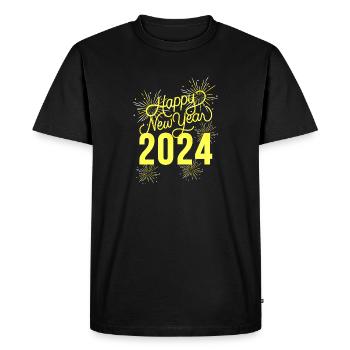 Happy New Year 2024 - Men's Premium Organic T-Shirt - black - Front - Nico (187cm)