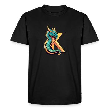 Lettre K avec dragon - T-shirt Premium bio Homme - noir - Devant - Nico (187cm)
