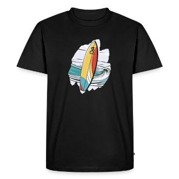 Planche de surf, Supboard, SUP, Tropical, Mer, Palmier, Plage - T-shirt Premium bio Homme - noir - Devant - Nico (187cm)