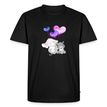 Ballon éléphant Hippopotame - T-shirt Premium bio Homme - noir - Devant - Nico (187cm)