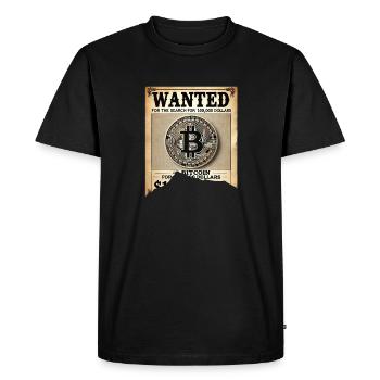 Affiche déchirée Wanted Bictoin 100000 dollars - T-shirt Premium bio Homme - noir - Devant - Nico (187cm)