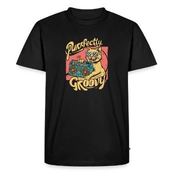 Parfaitement groovy - T-shirt Premium bio Homme - noir - Devant - Nico (187cm)