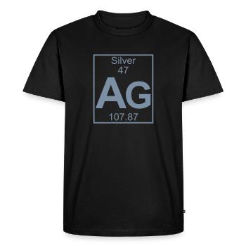 Periodic table element 47 - Ag (silver) - BIG - T-shirt Premium bio Homme - noir - Devant - Nico (187cm)