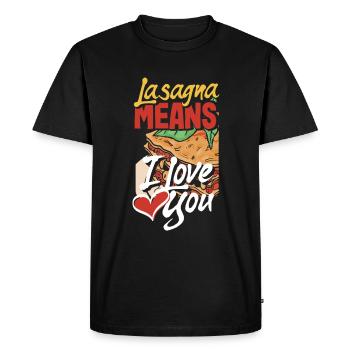 Lasagna Design for an Italian Food Lover - Men's Premium Organic T-Shirt - black - Front - Nico (187cm)