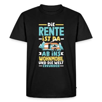 Die Rente ist da, ab ins Wohnmobil und die Welt - Männer Premium Bio T-Shirt - Schwarz - Vorne - Nico (187cm)